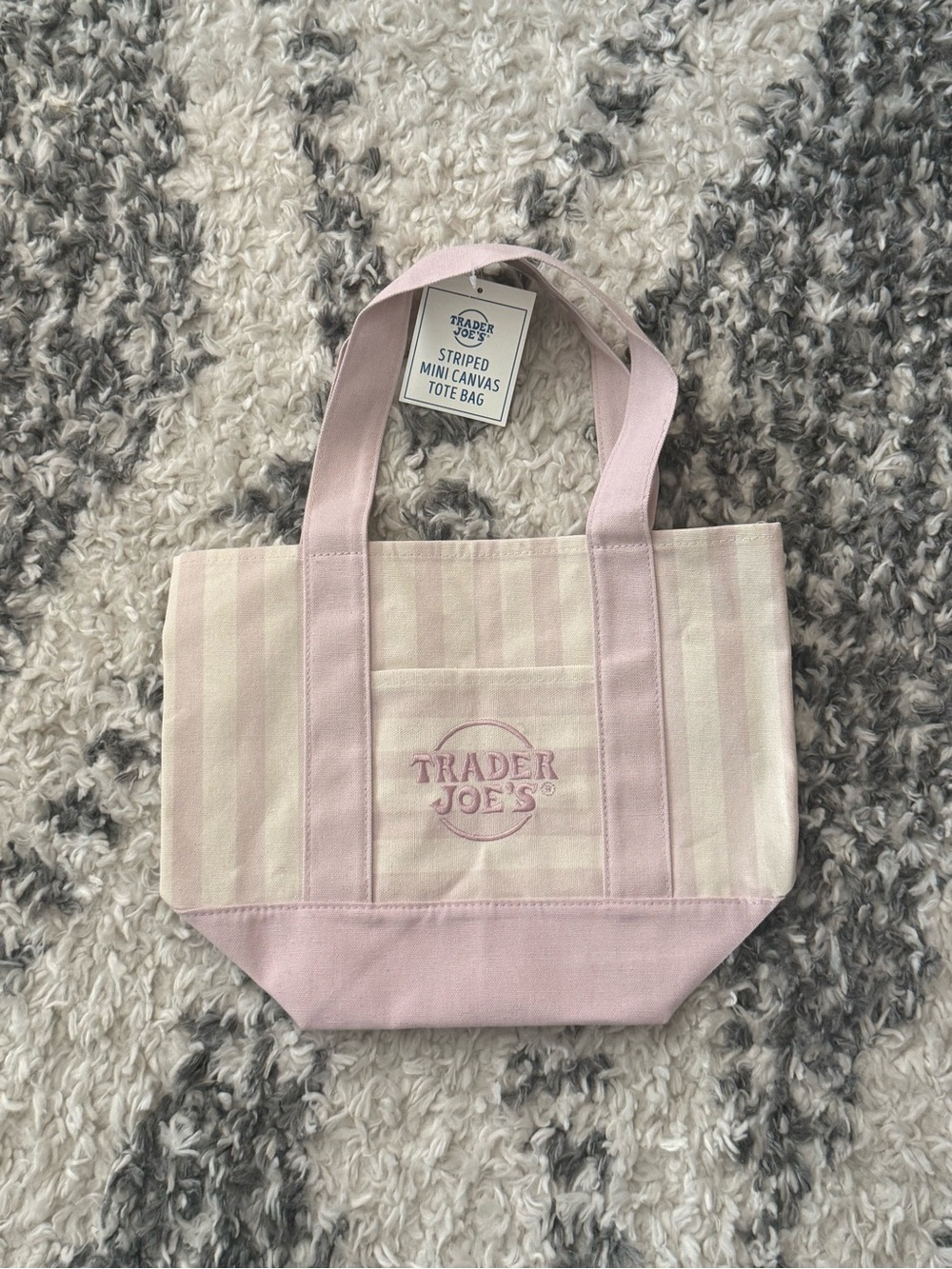 Pink Striped Mini Trader Joe’s Canvas Tote Bag
